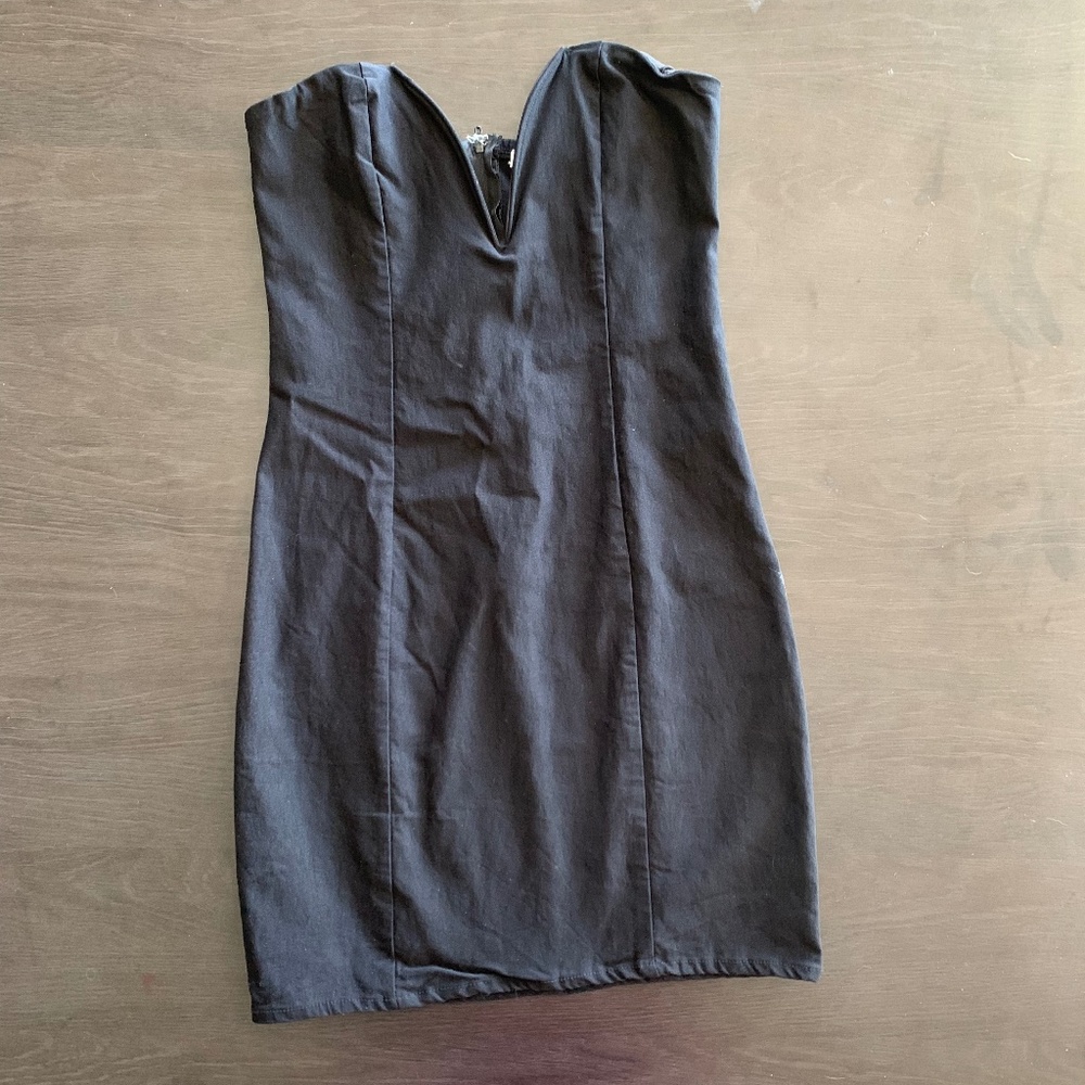 Papaya Black Strapless Mini Dress